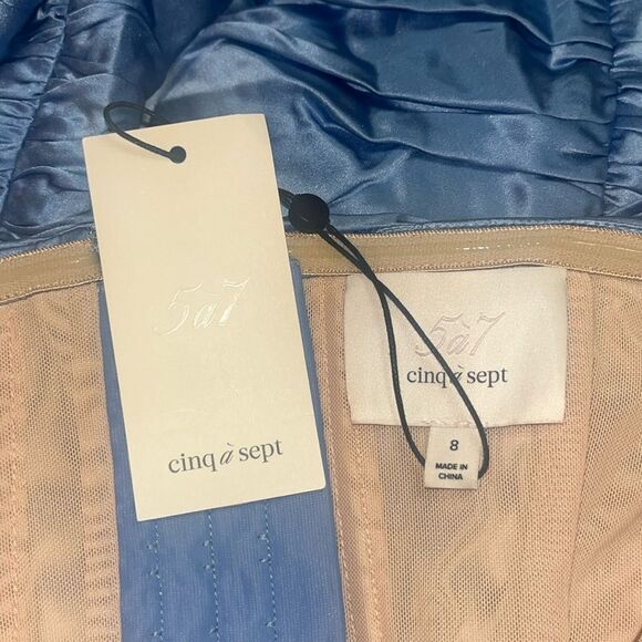 NWT Cinq à Sept 100% Silk Eliza Asymmetric Hem Strapless Satin Cocktail Dress 8 - Picture 7 of 15